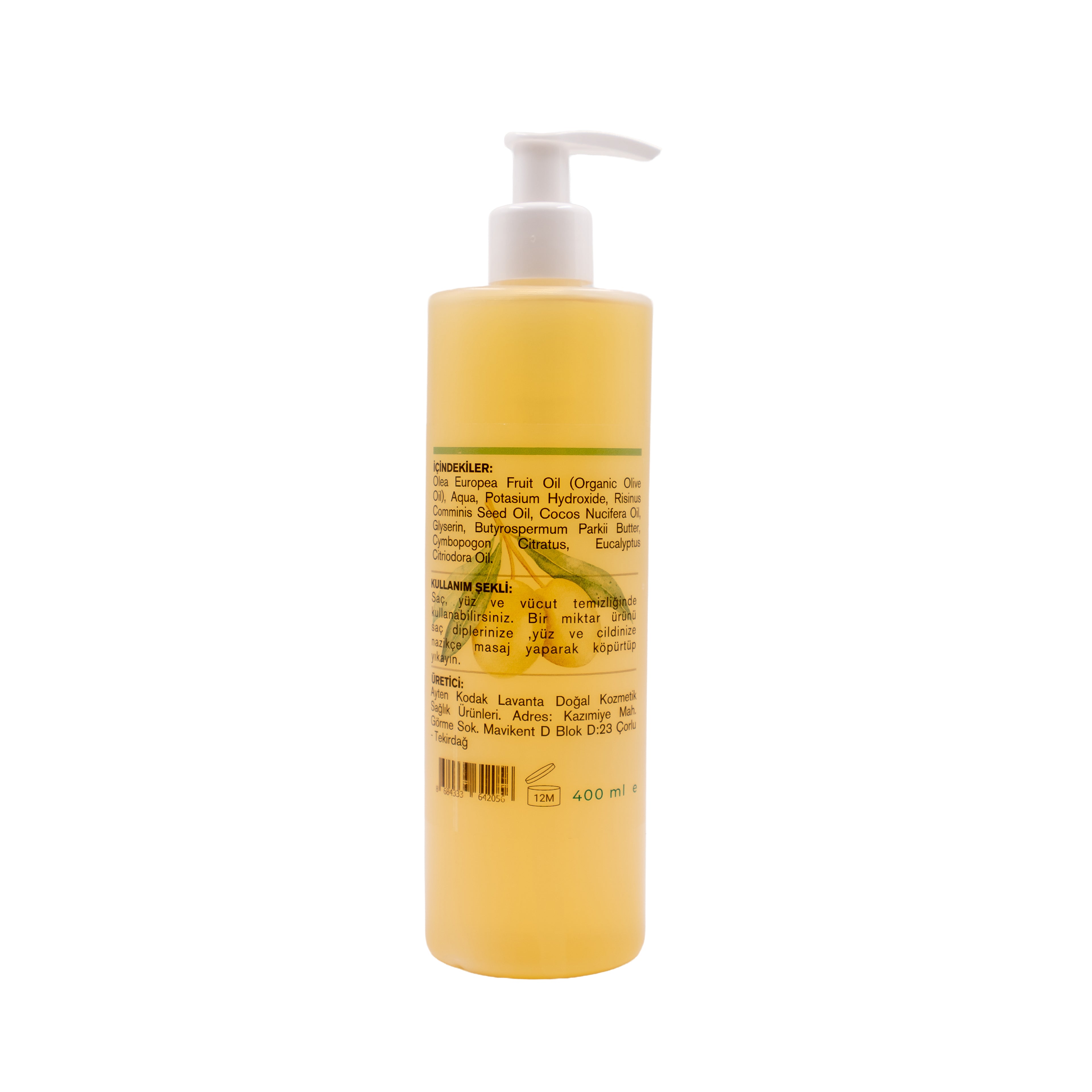 Organik Zeytinyağlı Sıvı El Sabunu - 400 ML - Nazik ve Doğal Temizlik